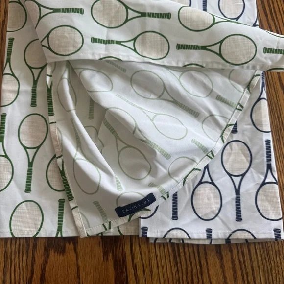 NWOT Katie Kime Tennis Green Navy Tea Towel Set Cotton Boutique - Picture 3 of 3